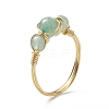 Natural Green Aventurine Round Braided Beaded Finger Ring RJEW-JR00550-05-1