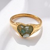 Heart Natural Aquamarine Finger Rings RJEW-D303-01G-02-5