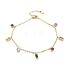 Ion Plating(IP) 304 Stainless Steel Colorful Cubic Zirconia Charm Anklets for Women STAS-P379-01G-4