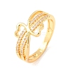 Brass Micro Pave Clear Cubic Zirconia Finger Rings for Women RJEW-C168-03G-4