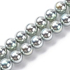 UV Plating Pearlized Glass Pearl Beads Strands GLAA-F128-01B-T23-1