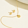 Stainless Steel Half Round Pendant Necklace & Stud Earrings Sets for Women UL7820-2