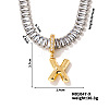 Golden Tone Brass Pave Clear Cubic Zirconia Letter Pendant Necklaces for Women YX4437-24-1