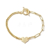 Brass Heart Link Bracelets BJEW-JB10394-1