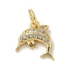 Brass Micro Pave Clear Cubic Zirconia Pendants KK-U046-02G-05-1