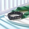 2Pcs 2 Style Natural Ebony Wood & Gemstone Stretch Bracelets Set BJEW-JB07995-2