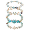 4Pcs 4 Style Dyed Synthetic Turquoise Turtle and Starfish Beaded Bracelets Sets BJEW-SC0001-52-1
