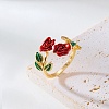 Rose Alloy Enamel Cuff Rings for Women FS-WGBA561-04-1