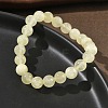 Natural Golden Silk Jade Round Beaded Stretch Bracelets for Women BJEW-F535-01C-3