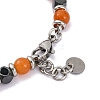 Natural Carnelian & Magnetic Synthetic Hematite Round Beaded Bracelet BJEW-P339-02P-01-3