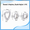 3Pcs 3 Styles 925 Sterling Silver Spring Gate Rings STER-PH0003-52-2