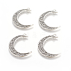 Tibetan Style Alloy Hollow Moon  2-Loop Link Pendants TIBEP-5312-AS-LF-3