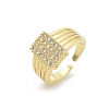 Rack Plating Brass Micro Pave Clear Cubic Zirconia Open Cuff Finger Rings for Women RJEW-M028-79G-4