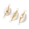 3Pcs 3 Styles Natural Cowrie Shell Copper Wire Wrapped Shell Shape Connector Charms PALLOY-JF02939-1