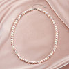 6mm Round Shell Pearl Beaded Necklaces NJEW-L125-009P-01-2