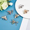 Gorgecraft 6Pcs 6 Style Bee Shape Enamel Pin Brooches with Rhinestone JEWB-GF0001-26-4