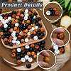 200Pcs 4 Colors Spray Painted Round Natural Schima Wood Beads WOOD-PA0001-73D-7