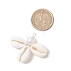 Natural Cowrie Shell & ABS Plastic Imitation Pearl Round Pendants PALLOY-JF03786-2