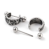 Star 316 Surgical Stainless Steel Shield Barbell Hoop Earrings EJEW-Z050-49AS-2