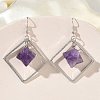 Rhombus Brass Dangle Earrings EJEW-D360-01P-5