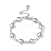 Non-Tarnish 304 Stainless Steel Rhombus Link Chain Bracelets for Women BJEW-U002-01P-1