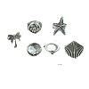 8Pcs 8 Styles Alloy Starfish/Shell Shape/Coconut Tree Finger Rings for Unisex PW-WG7F8AF-01-5