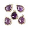 Natural Amethyst Faceted Teardrop Pendants G-I382-01G-09-1