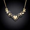 Real 18K Gold Plated Tin Alloy Cubic Zirconia Flower Bib Necklaces NJEW-BB02514-G-2