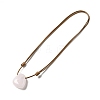 Natural Rose Quartz Triangle Pendant Necklace with Waxed Cord for Women NJEW-G093-01G-3