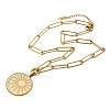 304 Stainless Steel Crystal Rhinestone Sun Pendant Paperclip Chain Necklaces for Women NJEW-G199-03G-4