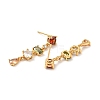 Colorful Cubic Zirconia Chain Dangle Stud Earrings EJEW-G297-10G-2