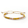 Adjustable European Glass Tile Braided Bead Bracelets for Women TQ4434-3-1