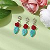 Dyed Synthetic Turquoise Leaf Pendants Decorations HJEW-JM02020-2