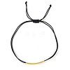 Adjustable Brass Curved Tube Woven Cord Braided Bead Bracelets WG4426-4-1