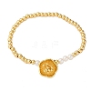 Brass Round Beads Charm Bracelets for Women BJEW-A041-01G-4