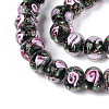 Handmade Lampwork Inner Flower Rondelle Beads Strands LAMP-T022-24M-3