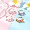 4Pcs Natural Gemstone Rings RJEW-TA00198-1