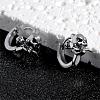 316 Stainless Steel Skull with Rose Hoop Earrings for Men Women EJEW-SZ0001-94-5