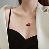 Red Dyed Natural White Jade & Cubic Zirconia Bunny Pendant Necklace JN1072A-6