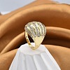 Rack Plating Brass Micro Pave Clear Cubic Zirconia Cuff Finger Rings for Women RJEW-M028-41G-4