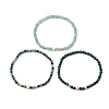 3Pcs Natural Ruby in Zoisite & Green Onyx Agate & Green Aventurine Beaded Stretch Bracelets for Women BJEW-JB11379-5