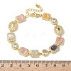 Brass Micro Pave Cubic Zirconia & Cat Eye Rectangle & Square & Oval Link Chain Bracelets for Women BJEW-G764-08G-5