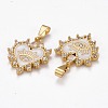 Brass Clear Cubic Zirconia Pendants ZIRC-J025-67G-06-3