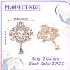 4Pcs 2 Colors Alloy Crystal Rhinestone Brooches for Clothes Backpack JEWB-GA0001-39-2