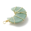 Natural Green Aventurine Copper Wire Wrapped Pendants PALLOY-JF01639-01-4