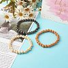 Imitation Wood Plating Acrylic Beads Stretch Bracelet Sets BJEW-JB06592-3