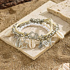 4Pcs Bohemian Style Zinc Alloy & Plastic Pearl & Natural Shell & CCB Plastic Anklet Sets FS-WGD84C1-01-3