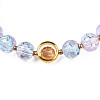 Round Glass Beaded Stretch Bracelet with Gold Plated Brass Ring for Women BJEW-N018-02J-2