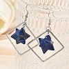 Rhombus Brass Dangle Earrings EJEW-D360-01P-10-2