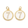 Brass Micro Pave Clear Cubic Zirconia Charms ZIRC-J040-44G-07-2